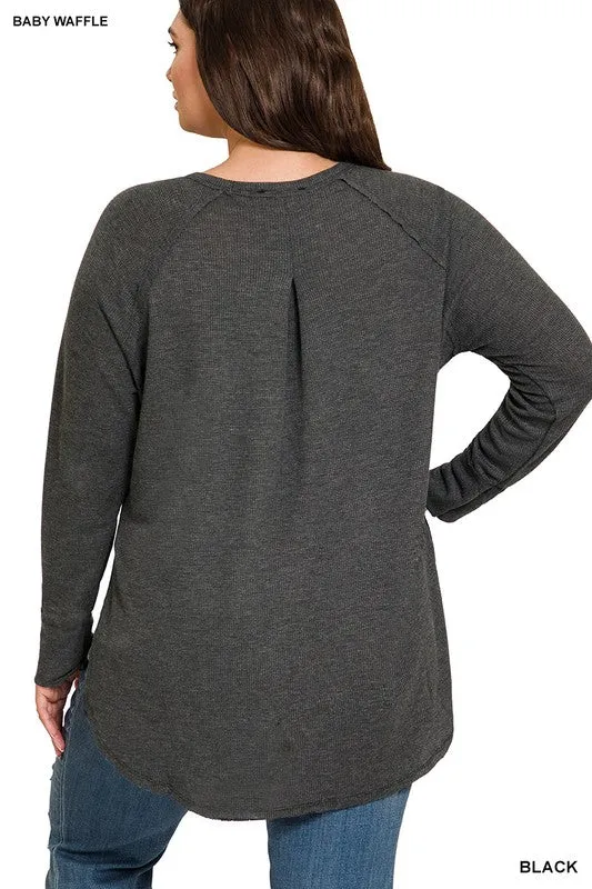 Plus Baby Waffle Raglan Sleeve Top