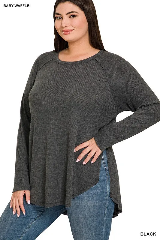 Plus Baby Waffle Raglan Sleeve Top