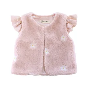 Polar Fleece Floral Vest - Pink