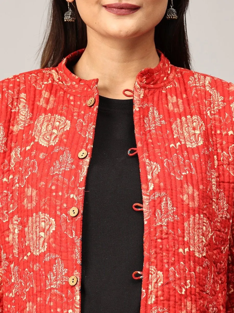 Pomegranate Punch Quilted Reversible Maternity Jacket