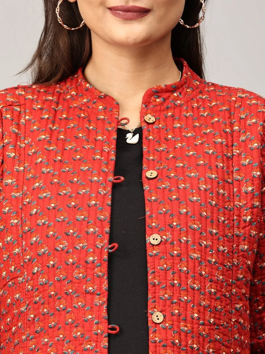 Pomegranate Punch Quilted Reversible Maternity Jacket