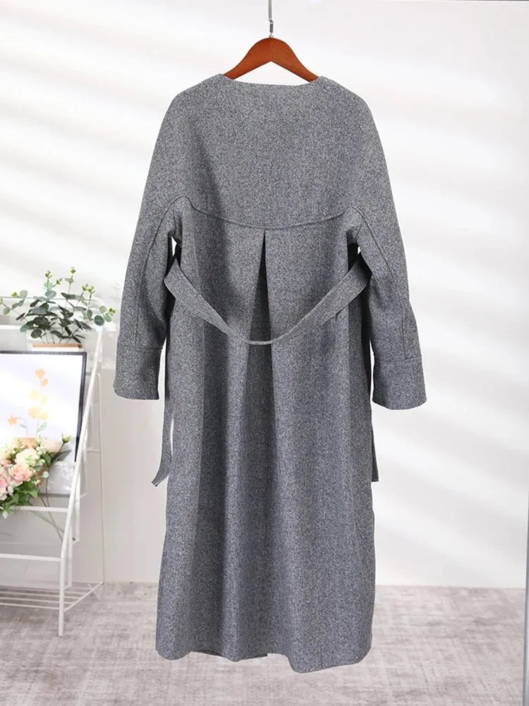 Pre Order:  Basic Belted Loose Fit Coat