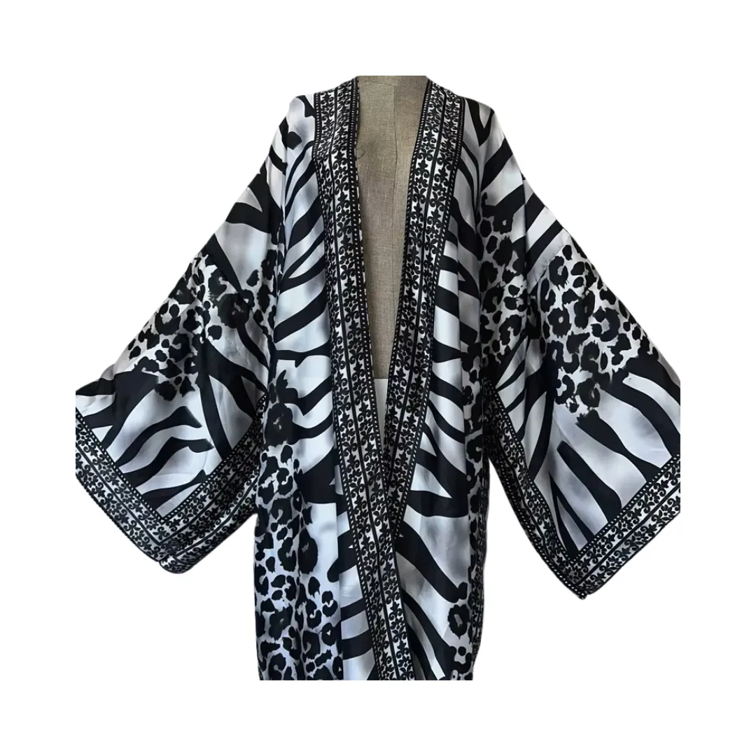 Pre Order:  Cozy Silk Zebra Print Maxi Cardigan - WINI