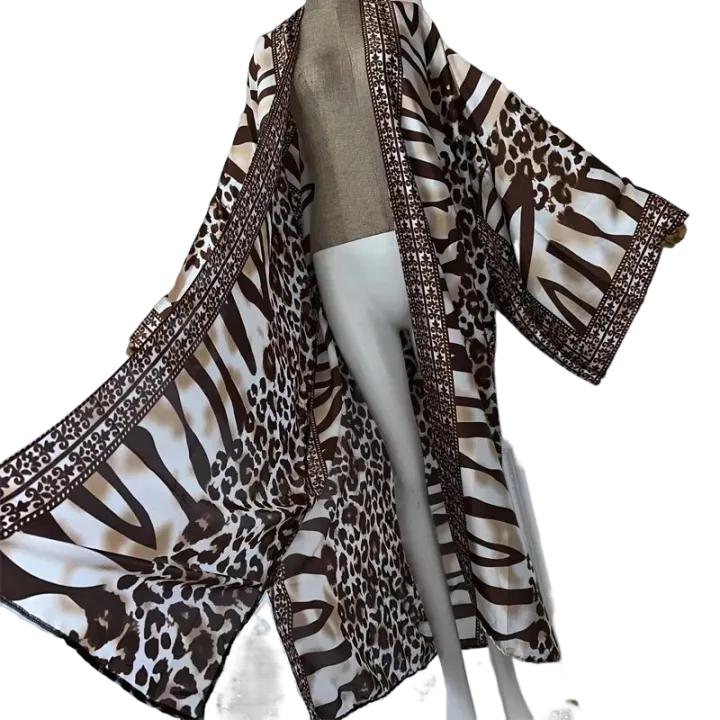 Pre Order:  Cozy Silk Zebra Print Maxi Cardigan - WINI