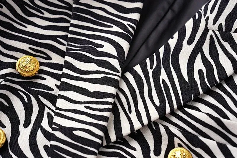 Pre Order:  Lion Head Buttons Zebra Blazer