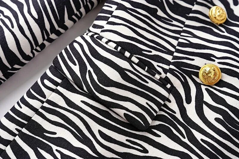 Pre Order:  Lion Head Buttons Zebra Blazer