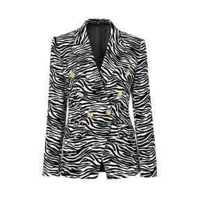 Pre Order:  Lion Head Buttons Zebra Blazer