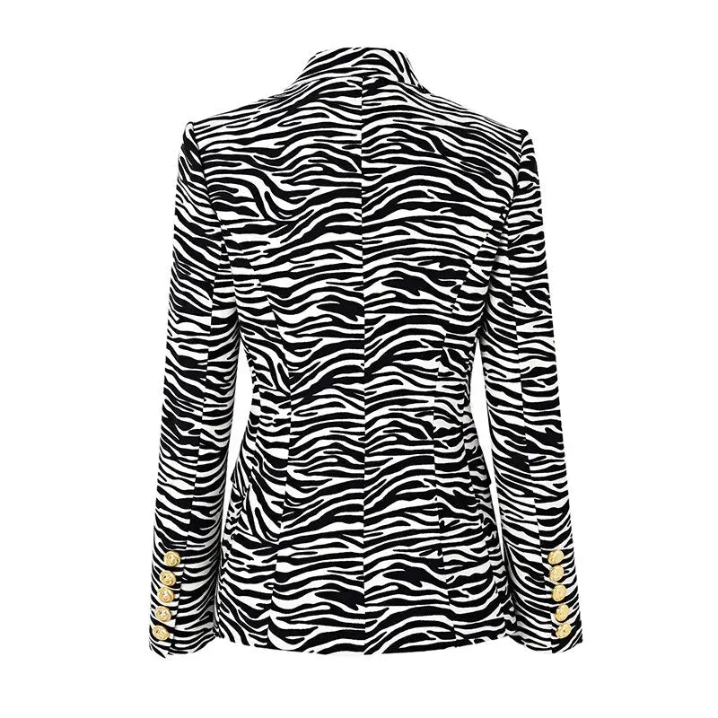 Pre Order:  Lion Head Buttons Zebra Blazer