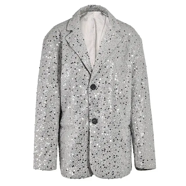 Pre Order:  Sequins Single Breasted Big Size Blazer