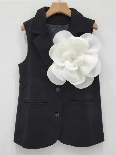 Pre Order:  Solid Waistcoat Patchwork Flower Sleeveless Vest