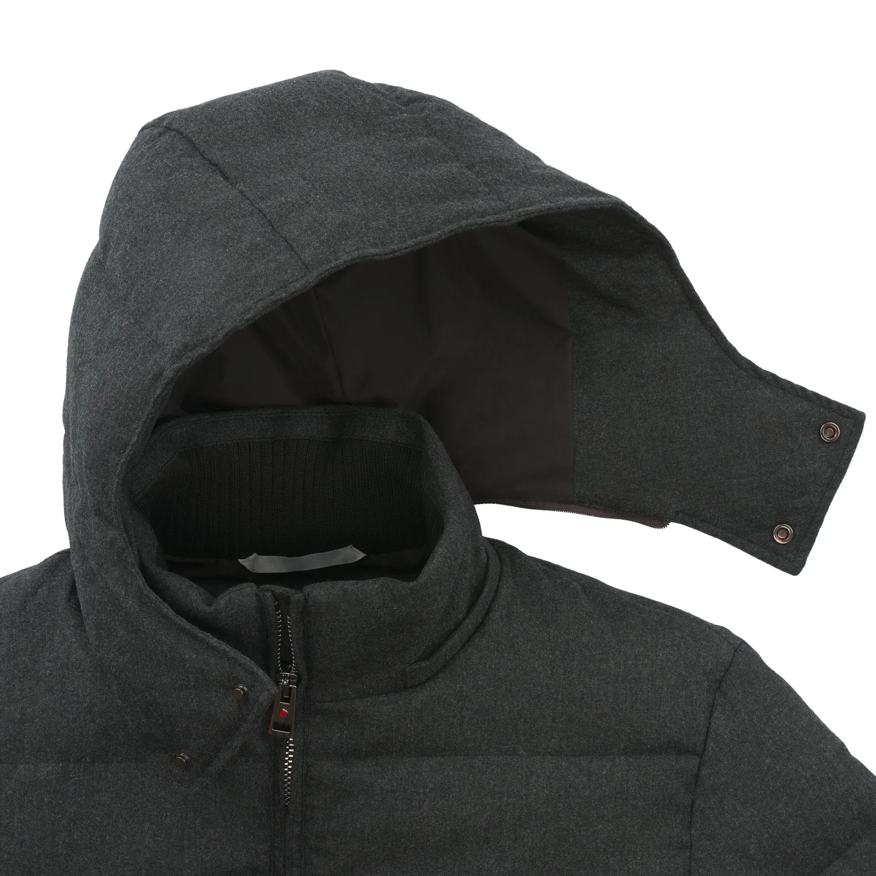 Quilted Shell Wool and Silk-Blend Hooded Down Jacket