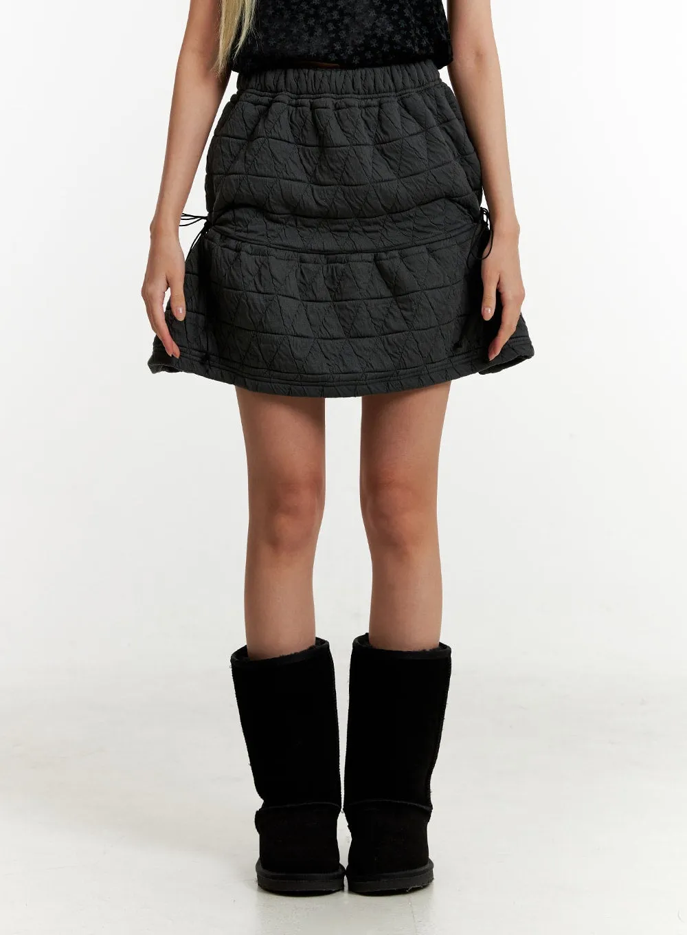 Quilted Tie Mini Skirt ID315