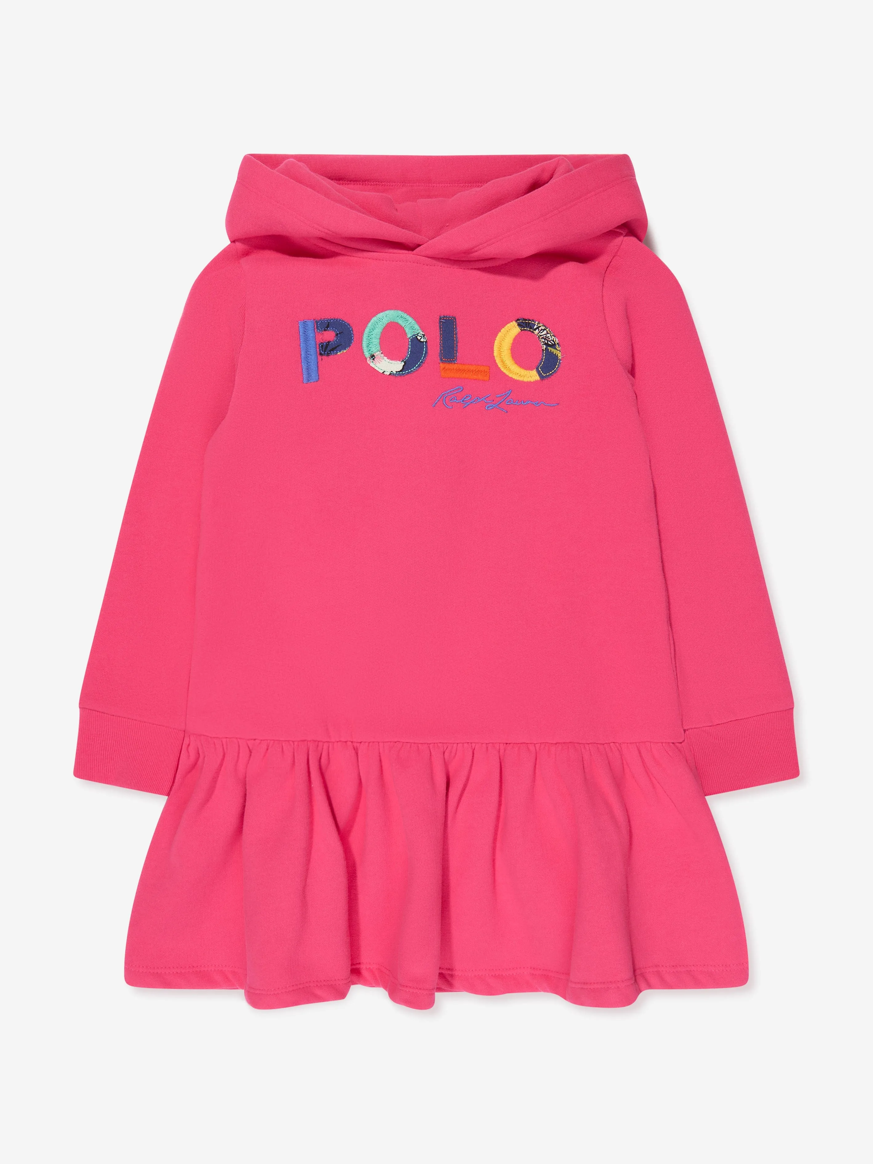 Ralph Lauren Girls Hooded Sweater Dress in Pink