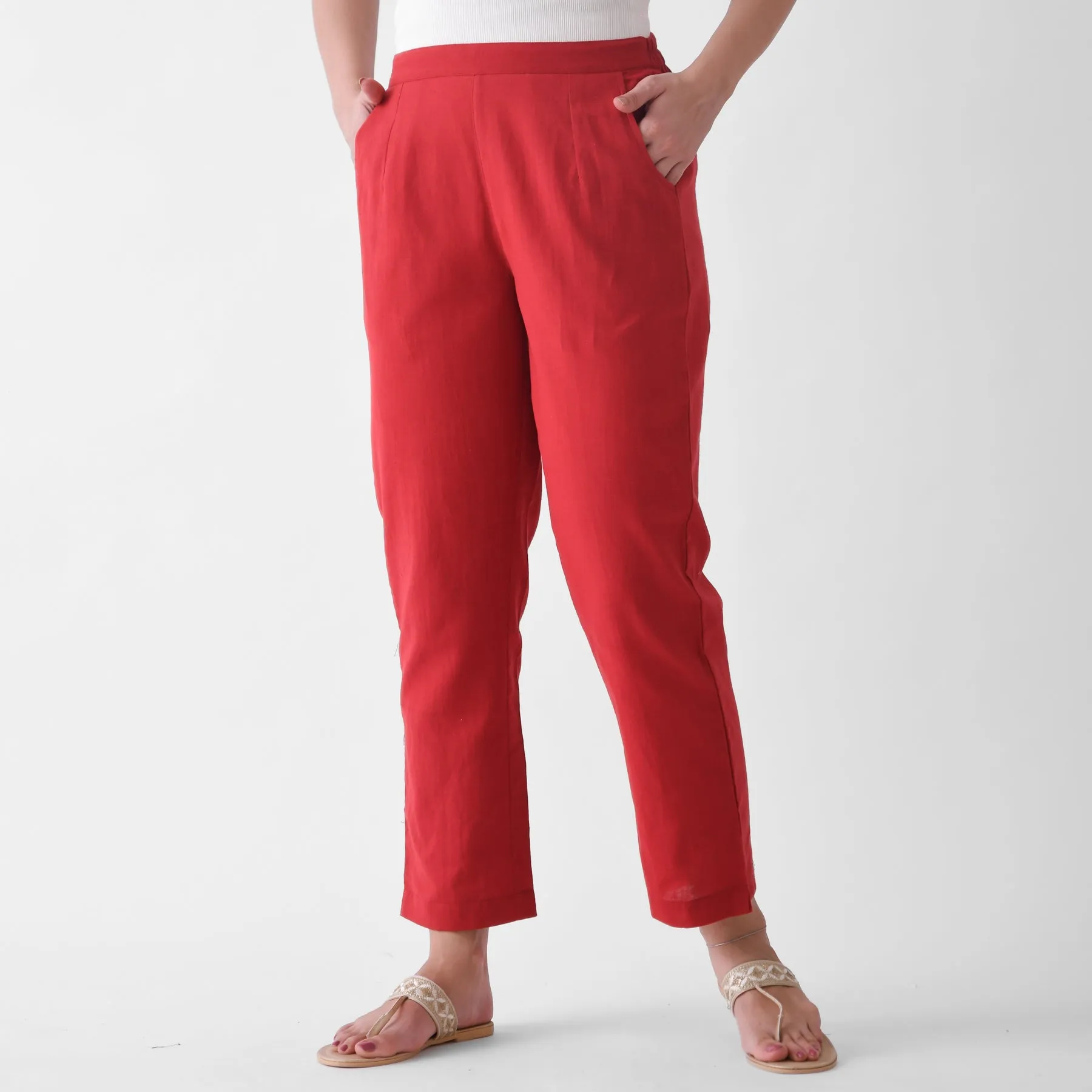 Red Cotton AMPM Pants