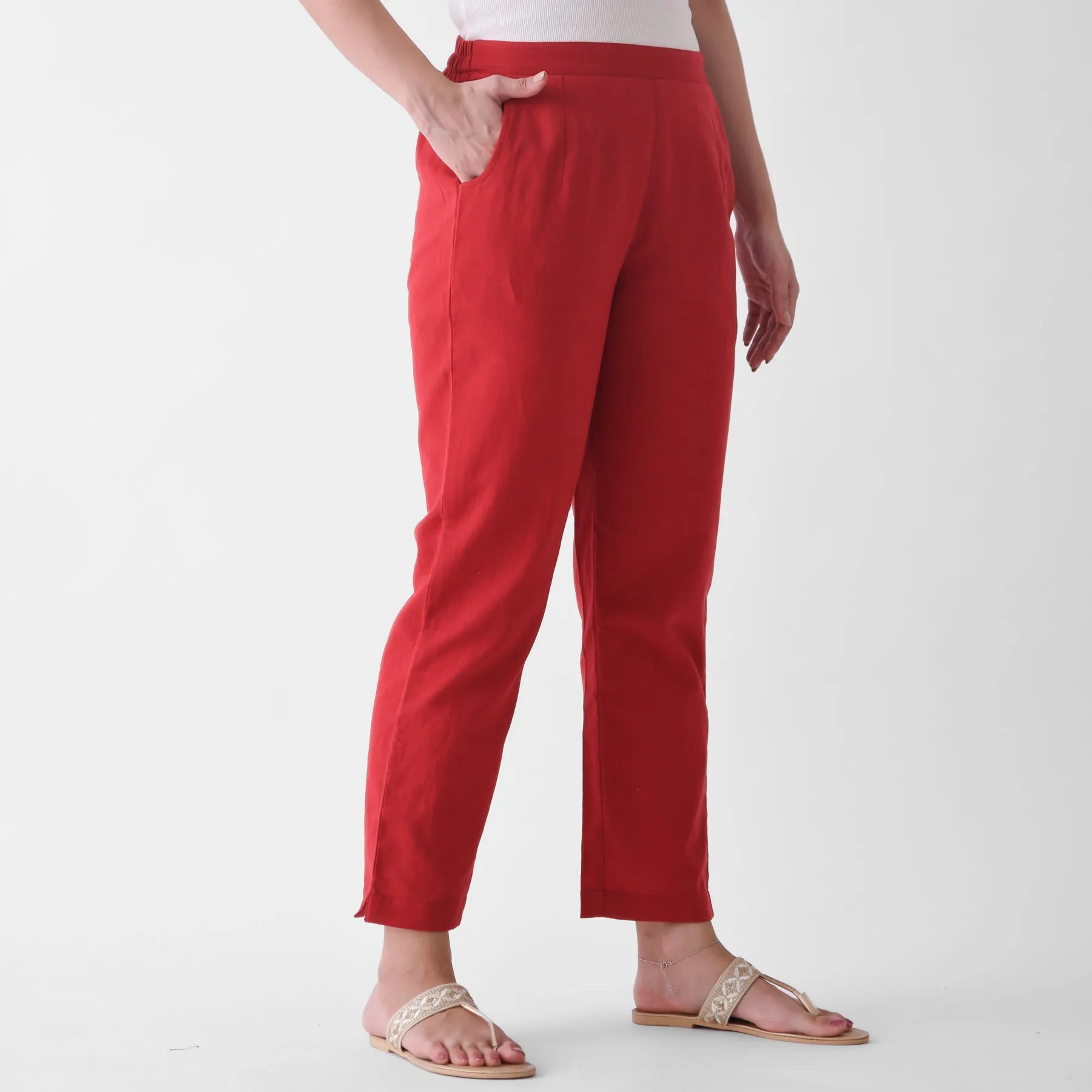 Red Cotton AMPM Pants