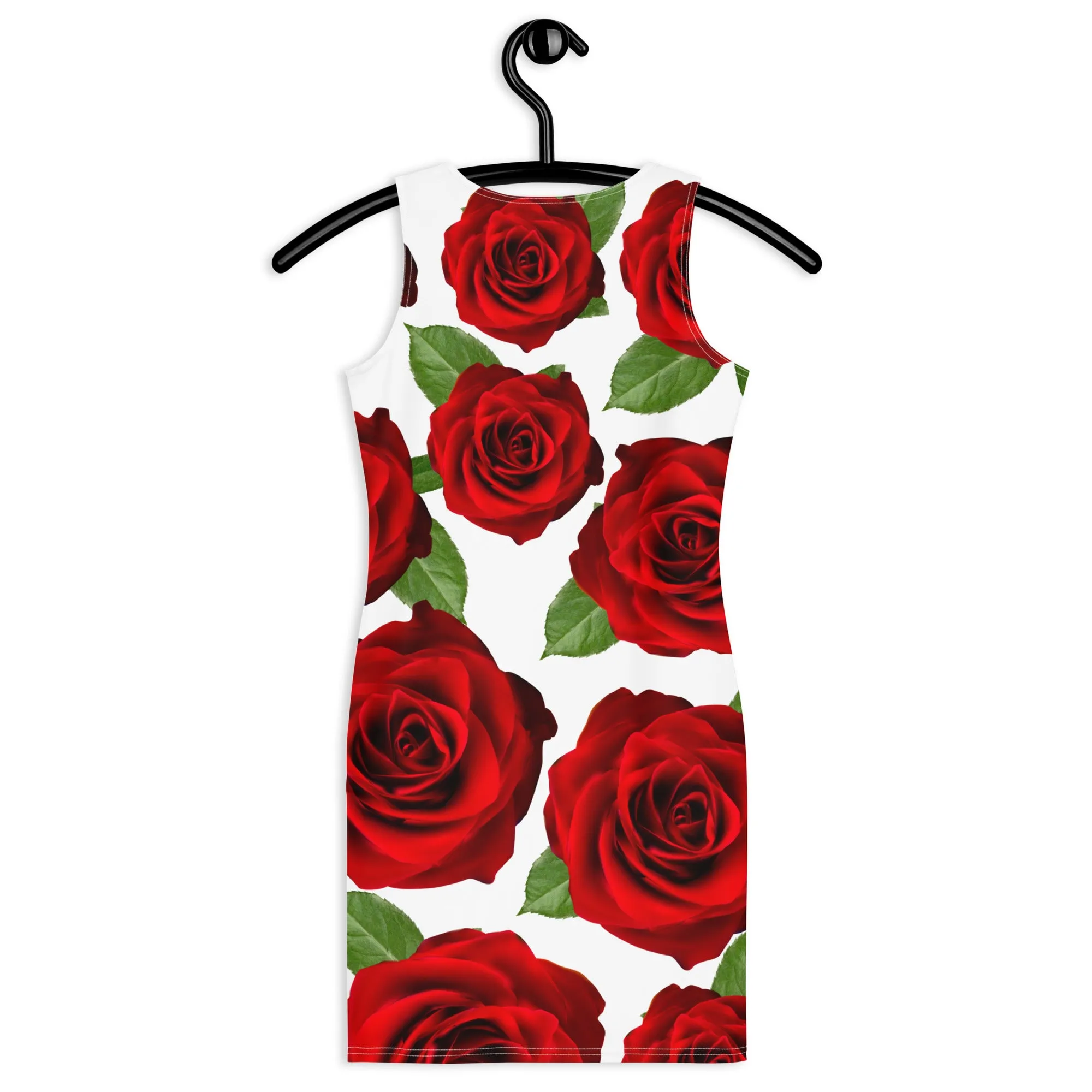 Red Roses White Bodycon Dress