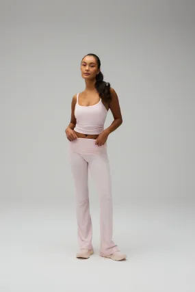 Rib Fold Over Pants - Soft Pink