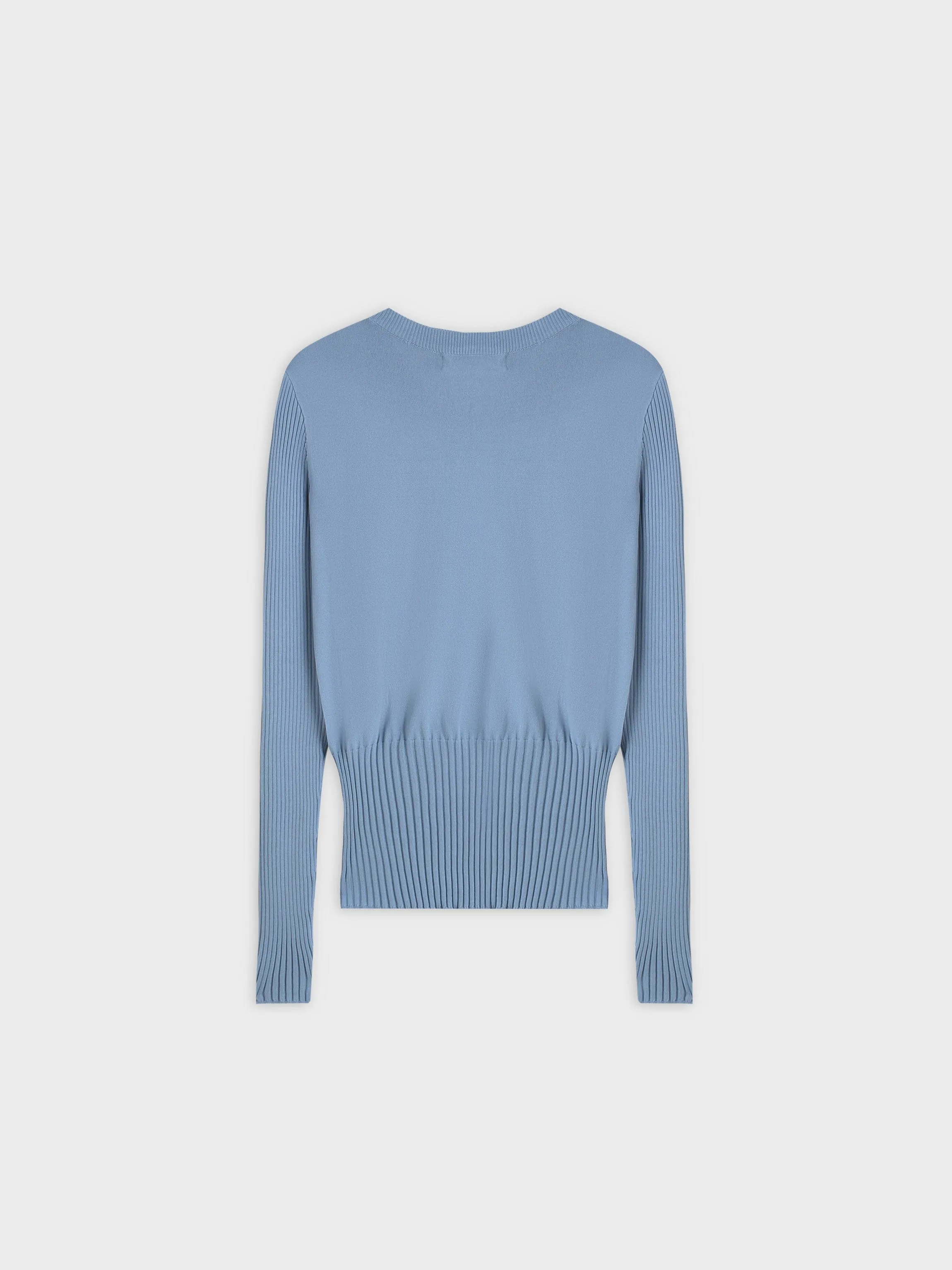 RIBBED WAISTED SWEATER-STEEL BLUE