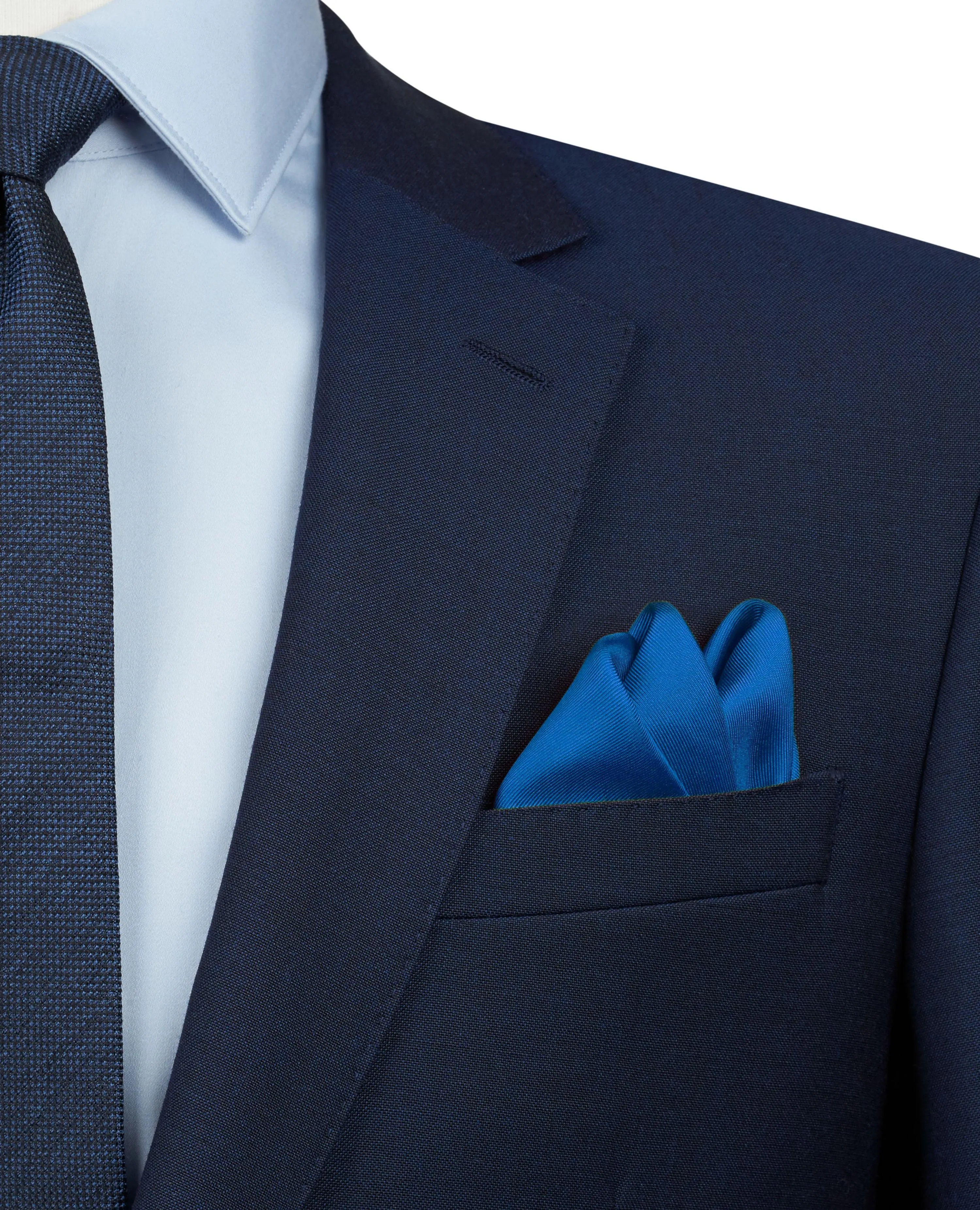 Royal Blue Plain Silk Pocket Square