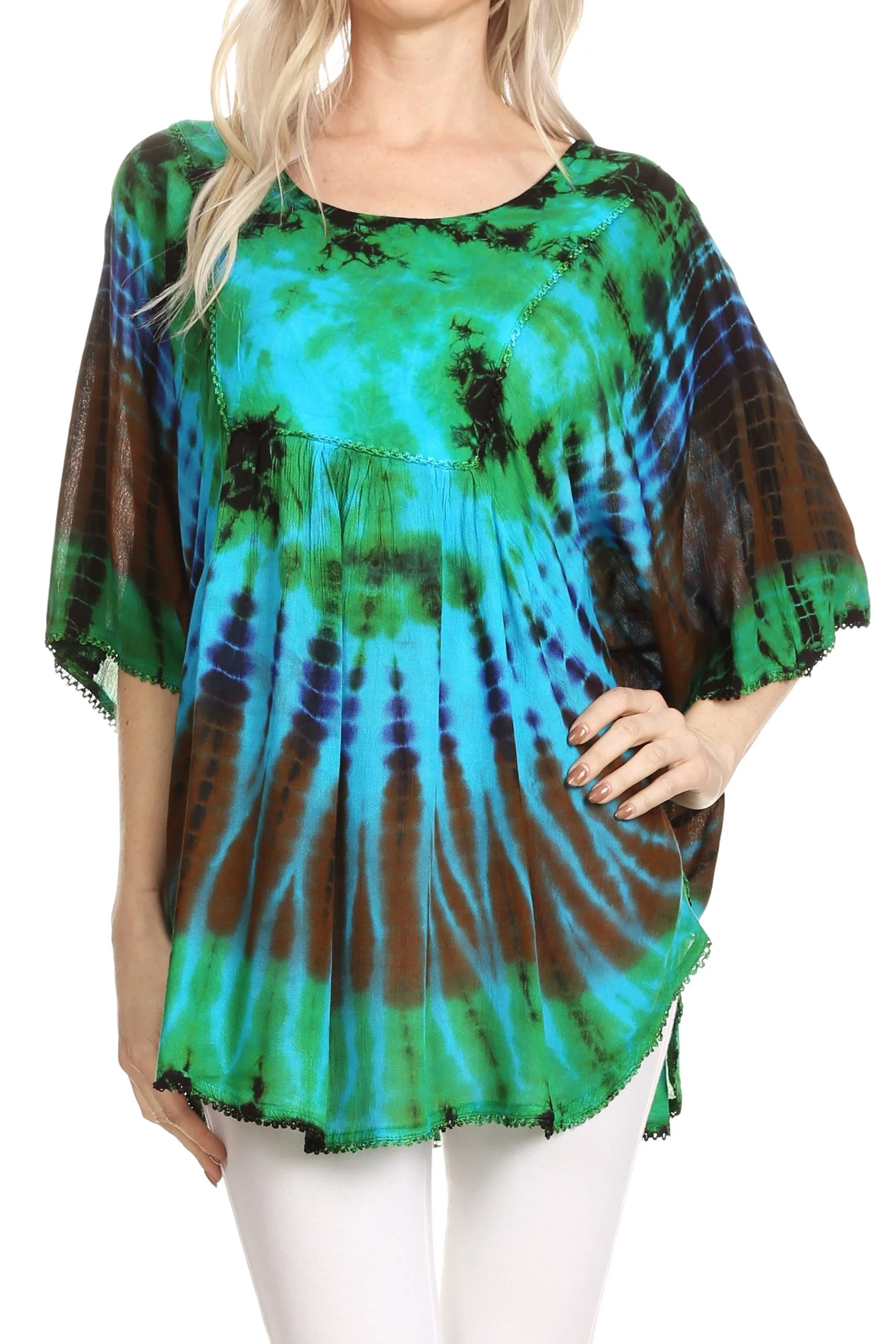 Sakkas Sunia Tie Dye Caftan Sleeve Blouse | Cover Up