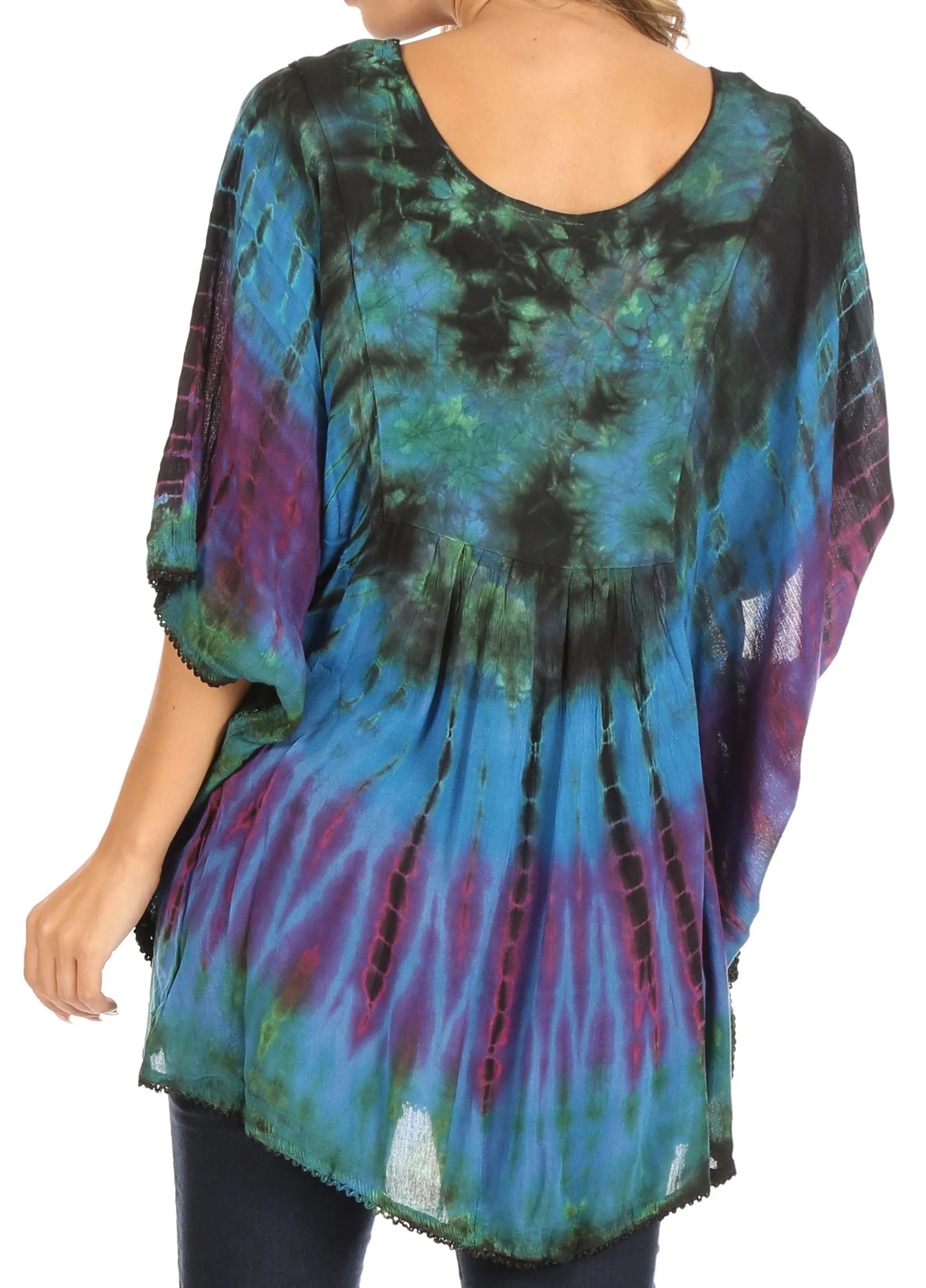 Sakkas Sunia Tie Dye Caftan Sleeve Blouse | Cover Up