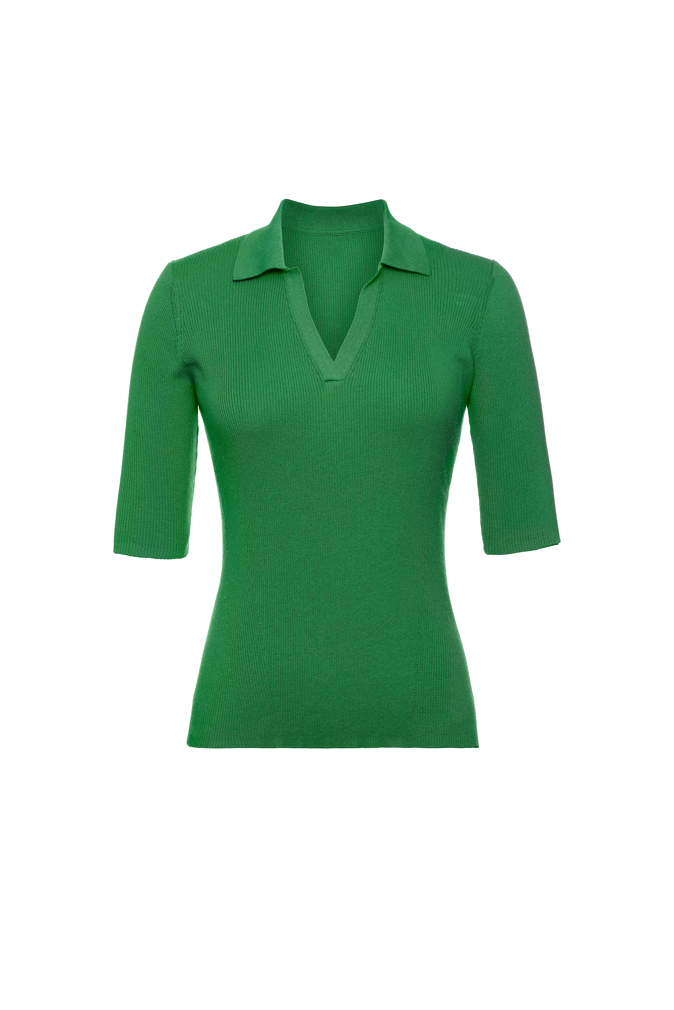 Short Sleeve Polo Sweater - Green