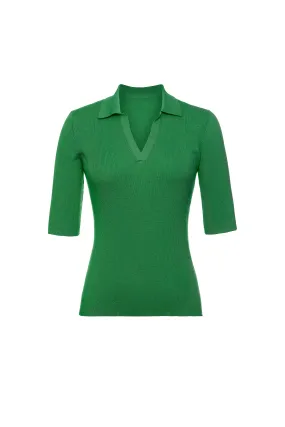 Short Sleeve Polo Sweater - Green