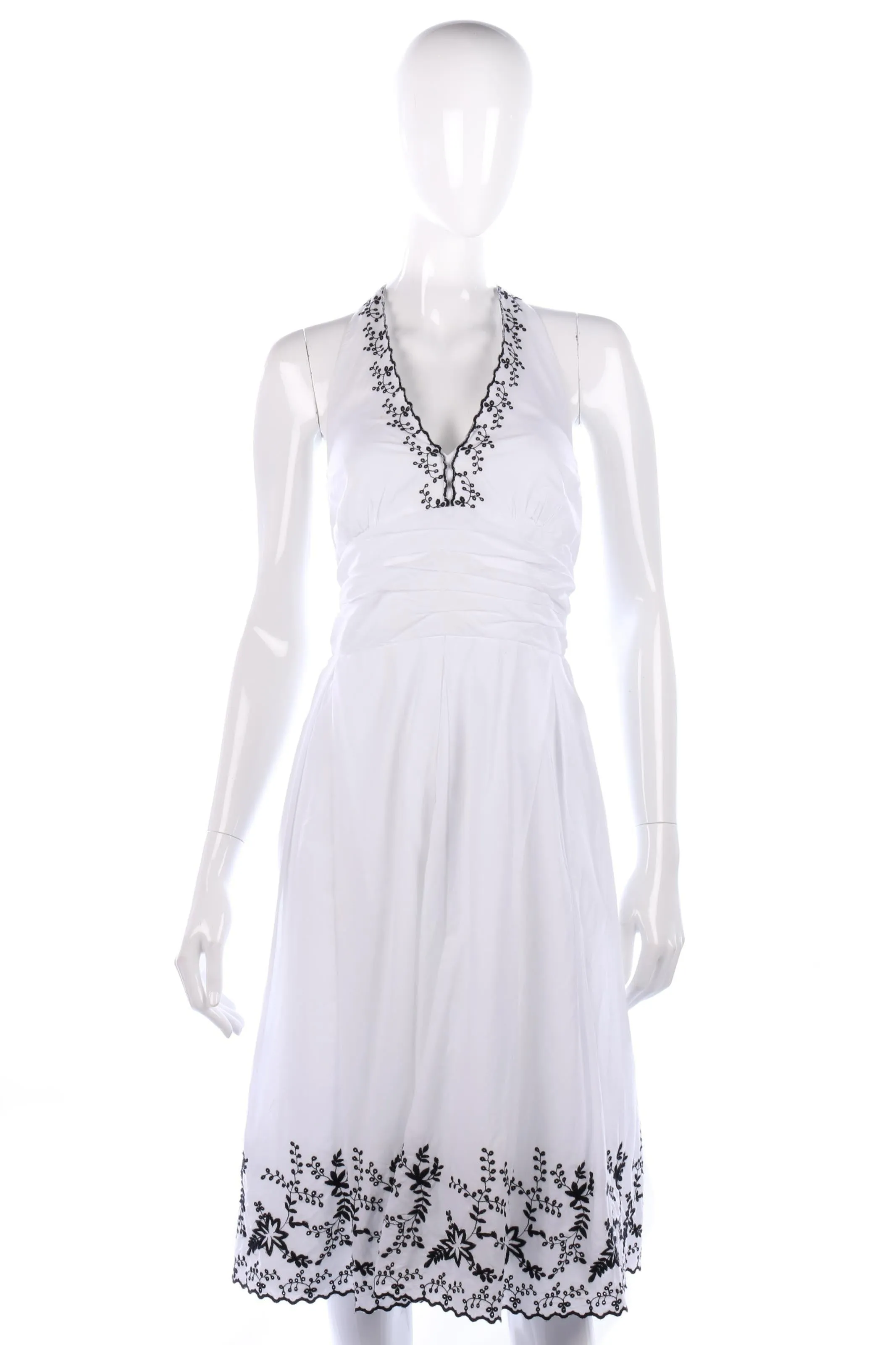 Signature Lovely white halter neck dress with embroidery size 10/12