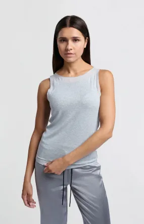 Sleeveless Rib Top in Grey Melange