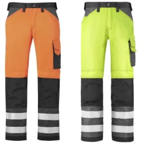 Snickers 3333 High Visibility 3 Series Work Trousers with Kneepad Pockets - Class 2