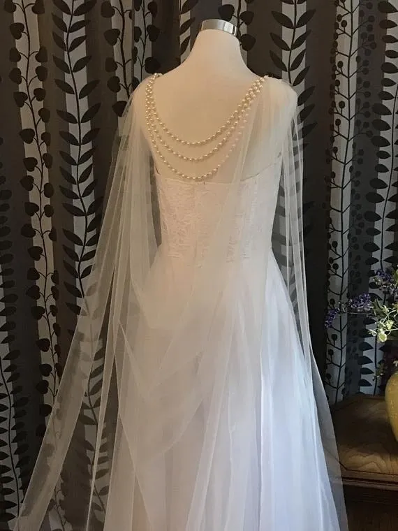 Soft Bridal Cape Pearl Back Jewelry Wedding Shoulder Cape