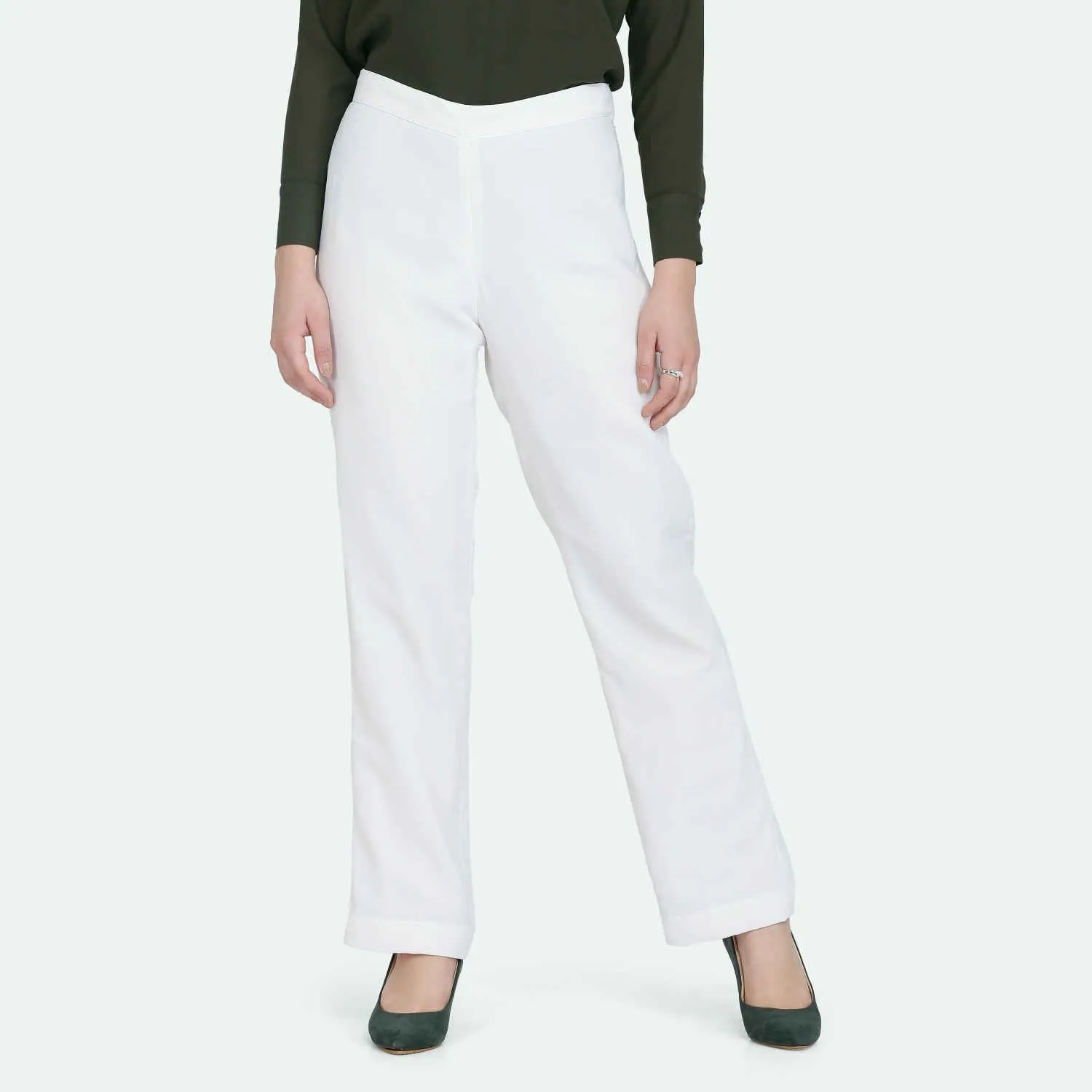 Statement Women's White Poly Crepe Trouser