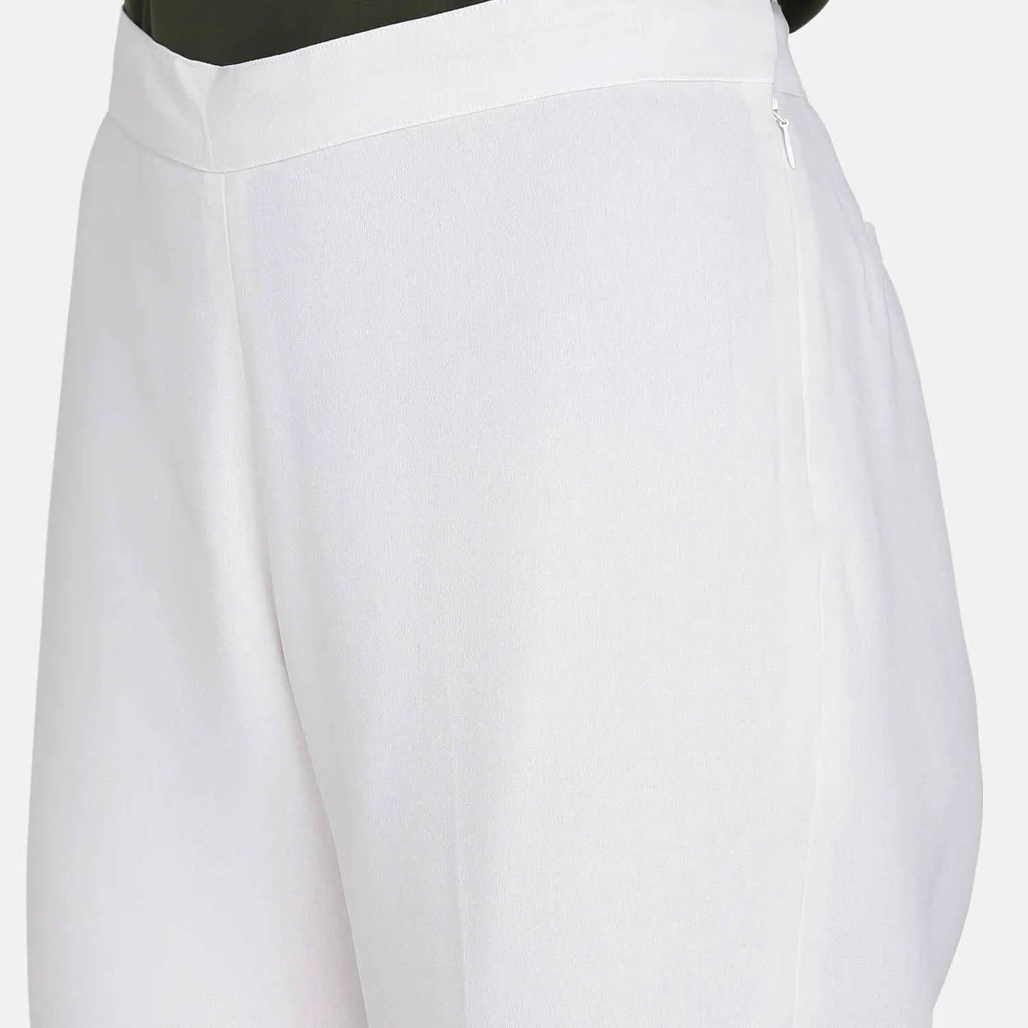 Statement Women's White Poly Crepe Trouser