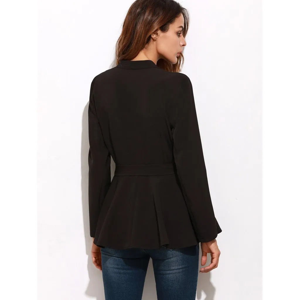 Surplice Wrap Peplum Blazer