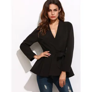 Surplice Wrap Peplum Blazer