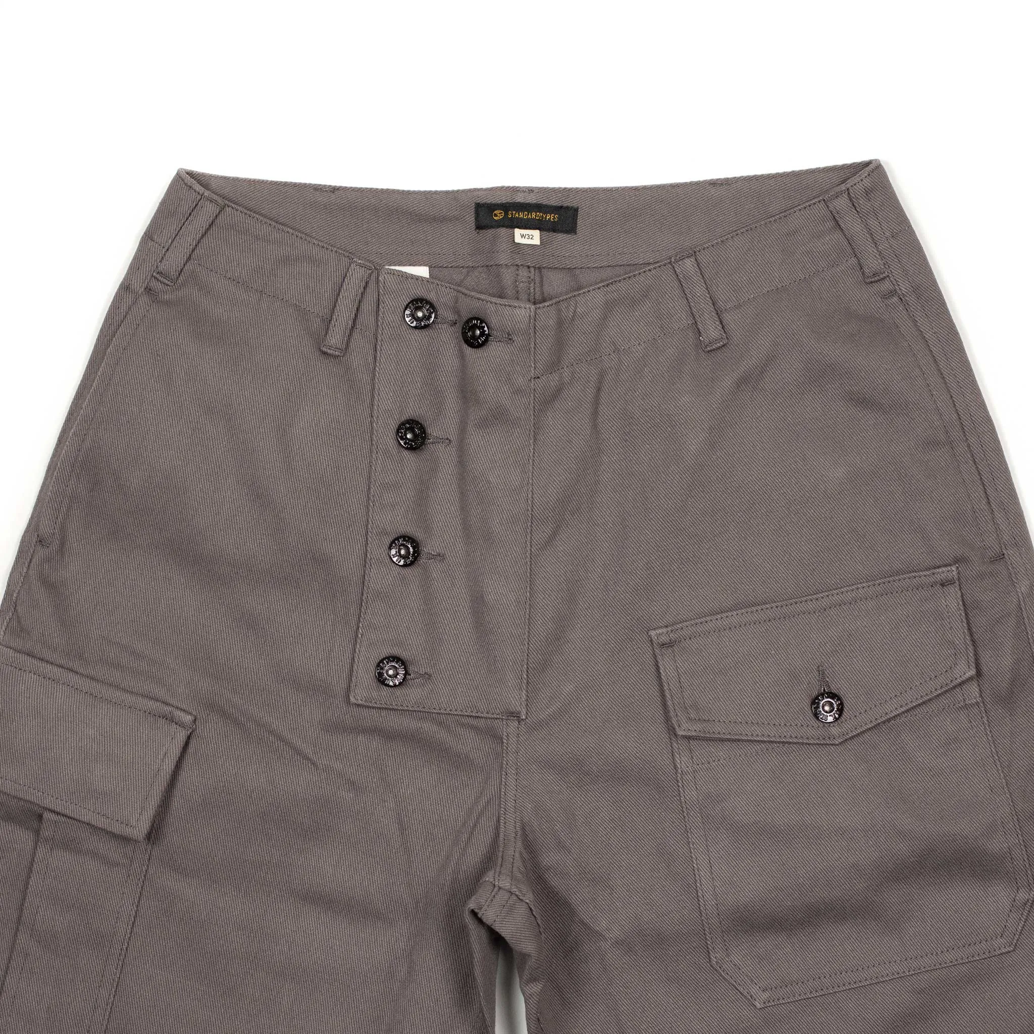 Tanker cargo trousers in faded brown cotton twill