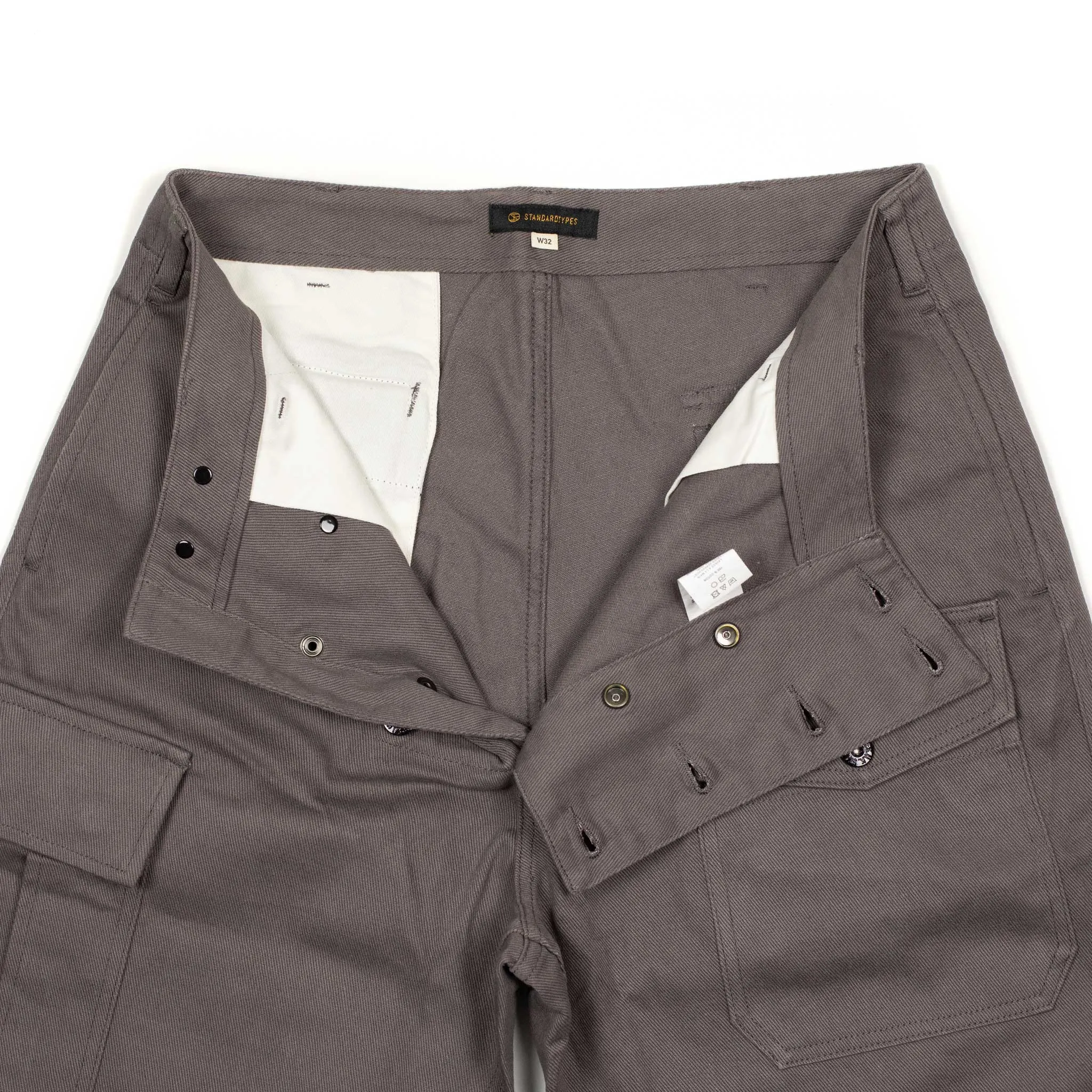 Tanker cargo trousers in faded brown cotton twill