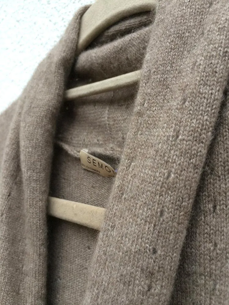 Taupe Cashmere Cardigan - Pointelle