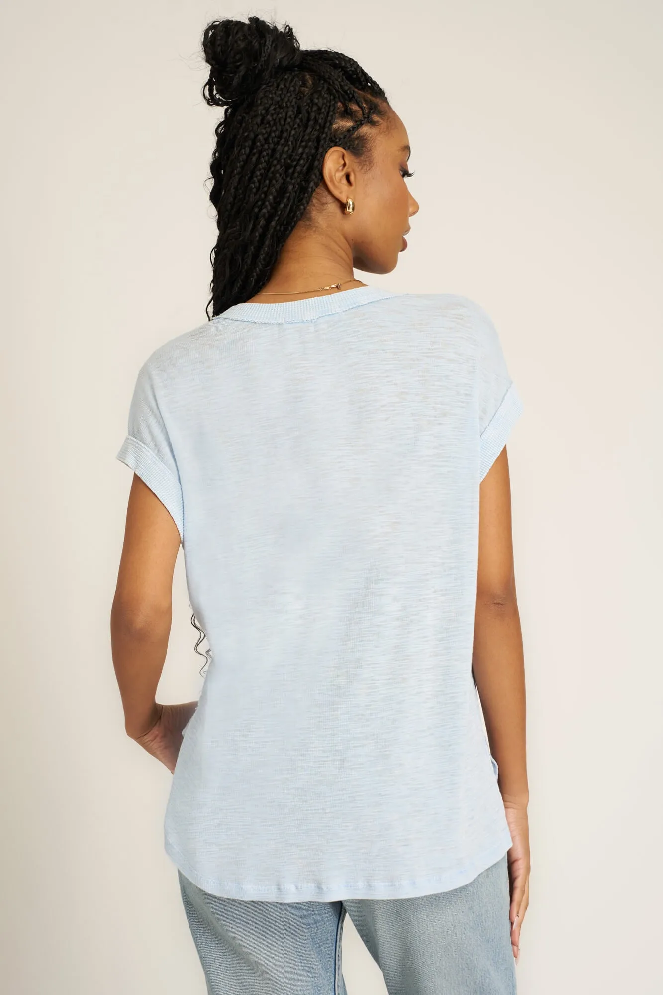 Too Deep Washed Scoop Neck Tee - MW Blue Dusk