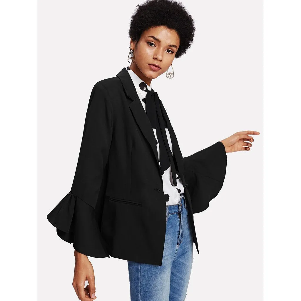 Trumpet Sleeve Single Button Blazer