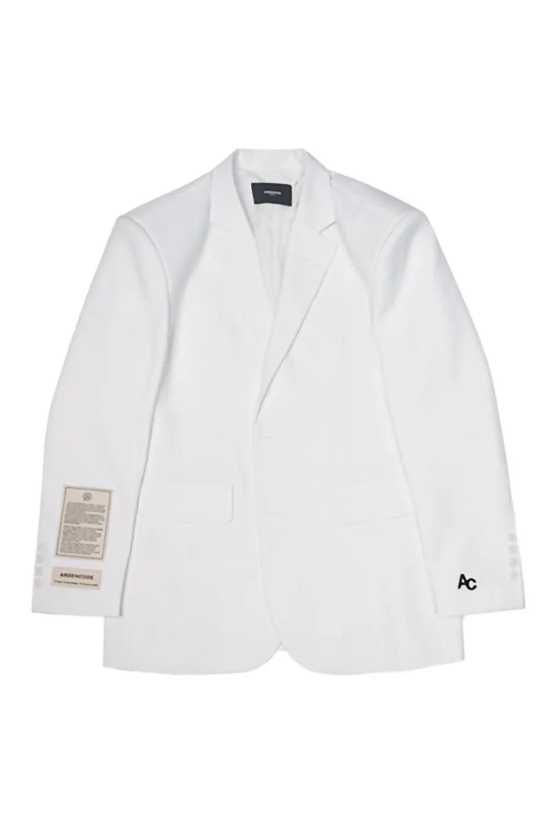 Unisex White Patched Blazer