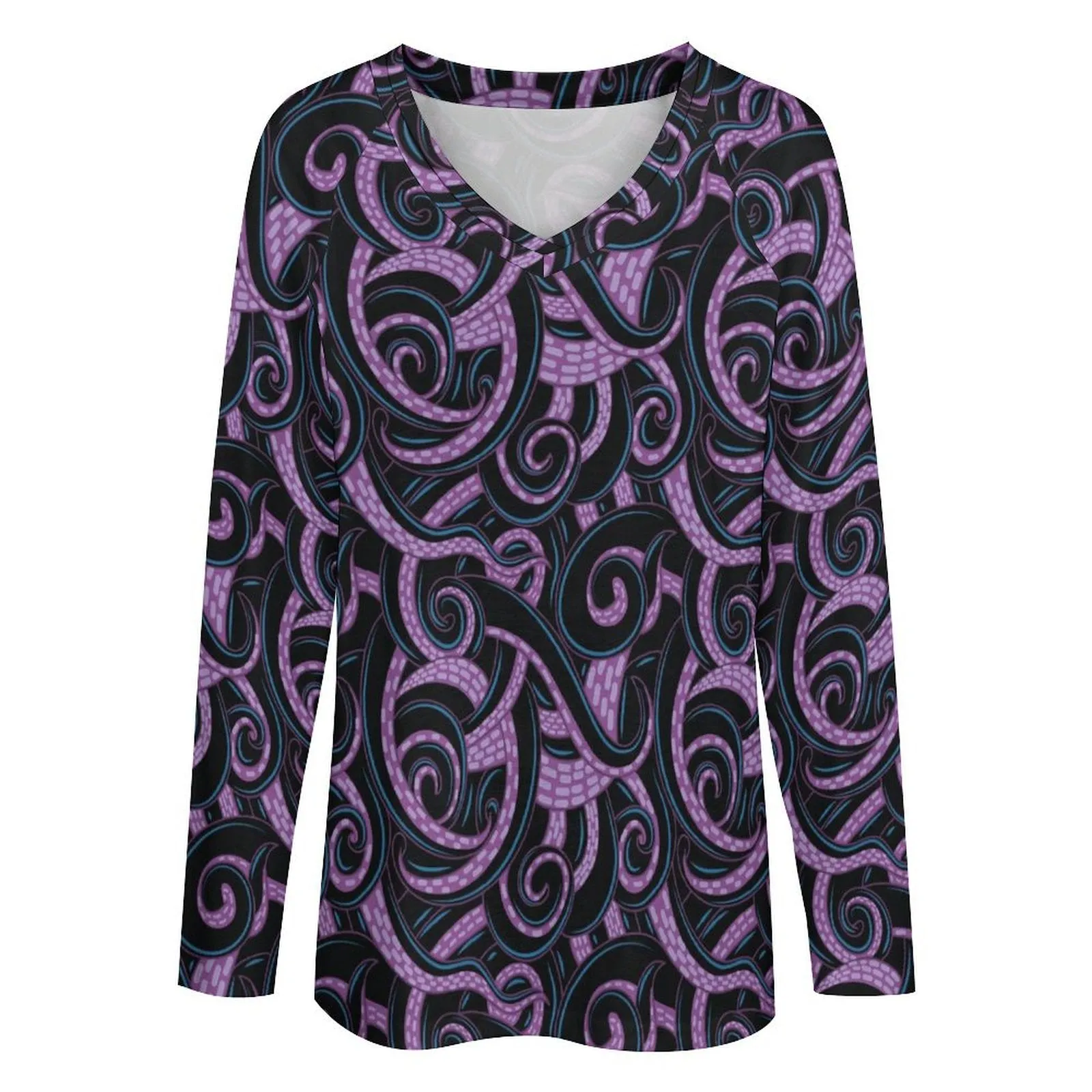 Ursula Tentacles Long Sleeve Loose V-Neck Tee