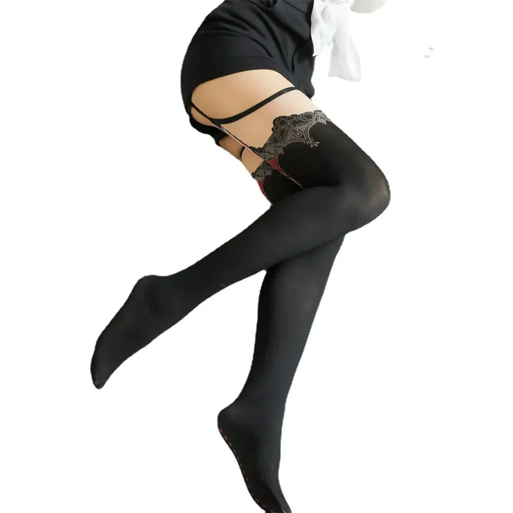 Victorian Garter Open Crotch Pantyhose