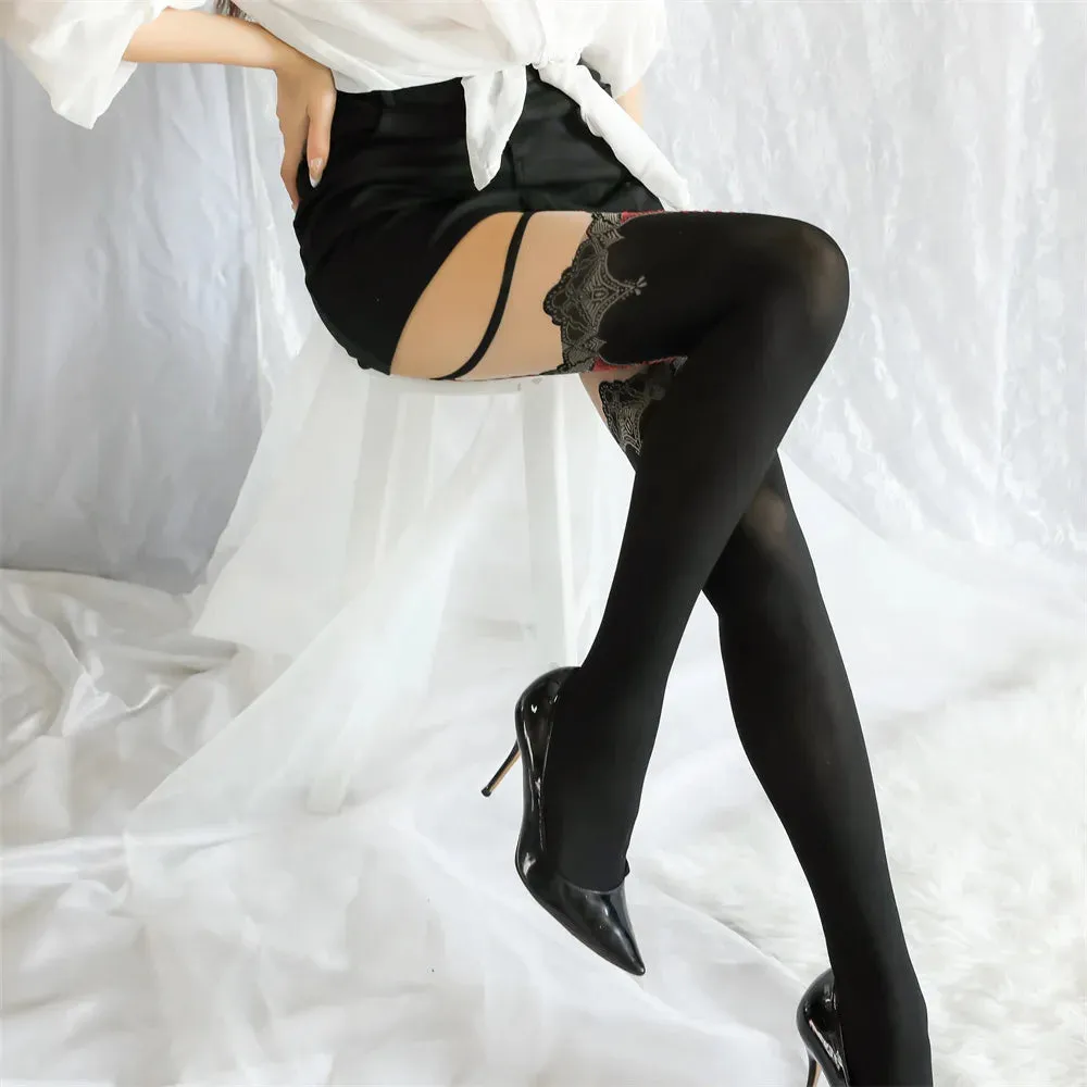 Victorian Garter Open Crotch Pantyhose