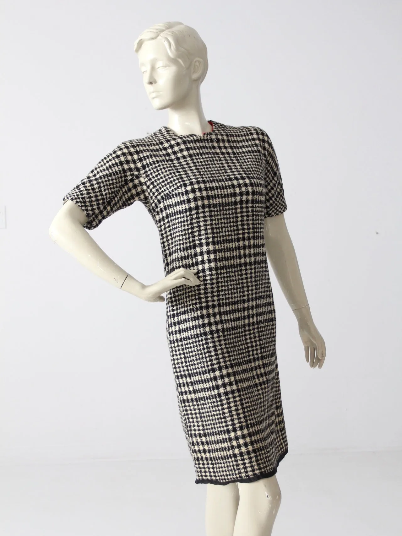 vintage 60s plaid wool dress