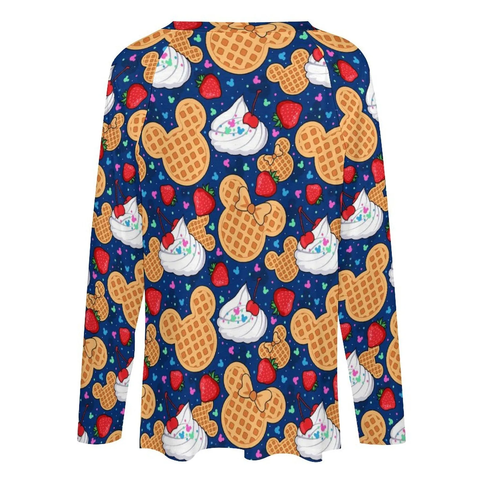 Waffles Long Sleeve Loose V-Neck Tee