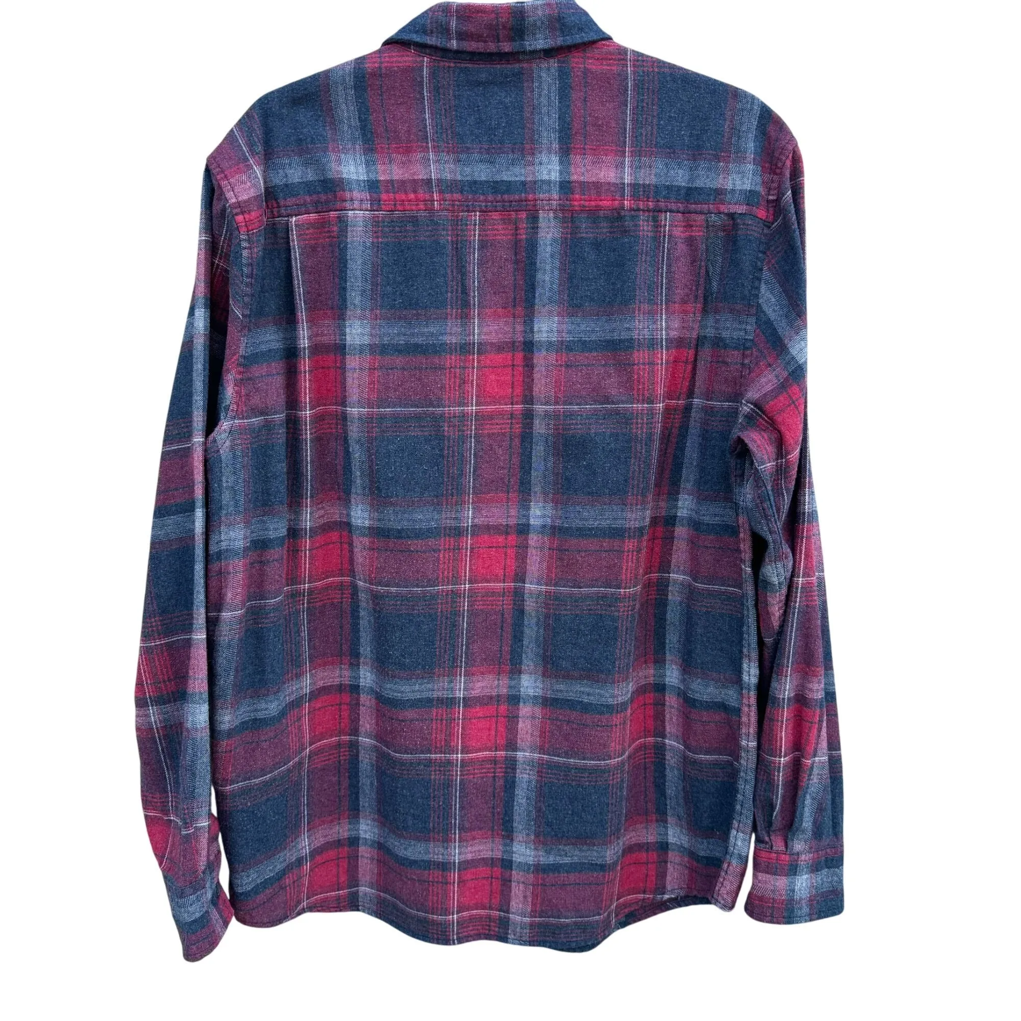 Weatherproof Vintage Mens Red Blue Plaid Flannel Long Sleeve Outdoor Grunge Shirt L