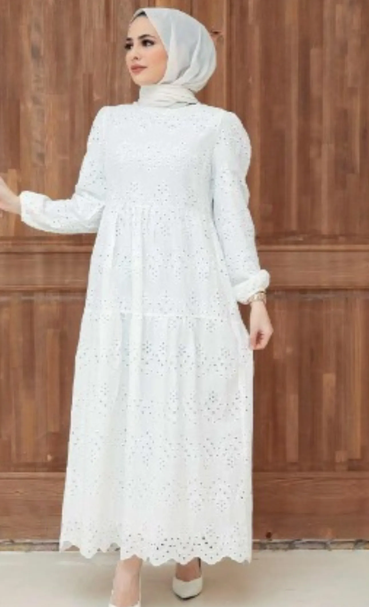 White Eyelet Tiered Dress-CLEARANCE