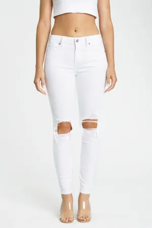 White Smoke Mid Rise Skinny Ankle Denim