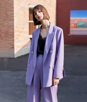 Women Blazer,Purple Loose Blazer,Oversize suit,Double Breasted Suit,jacket for women,loose suit jacket,Spring Autumn outfit,Women's coat